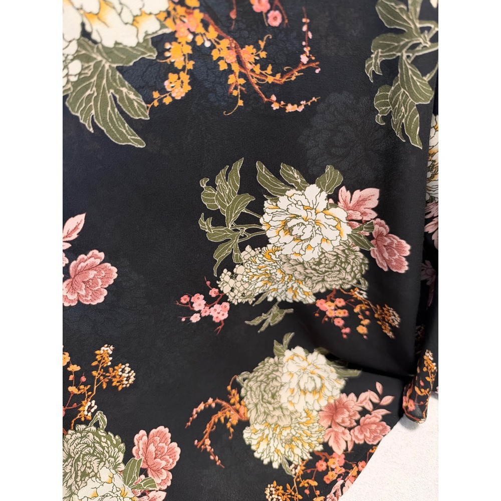Lily Black | Floral Bell-Sleeve Blouse with Grosgrain Ribbon Ties - Picture 11 of 11